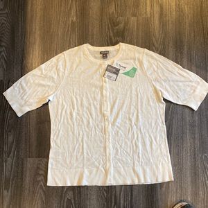 Eddie Bauer   White Elbow cardigan size large. Brand new.  Cotton/tencel blend